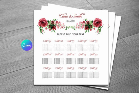 Watercolor Floral Wedding Seating Chart